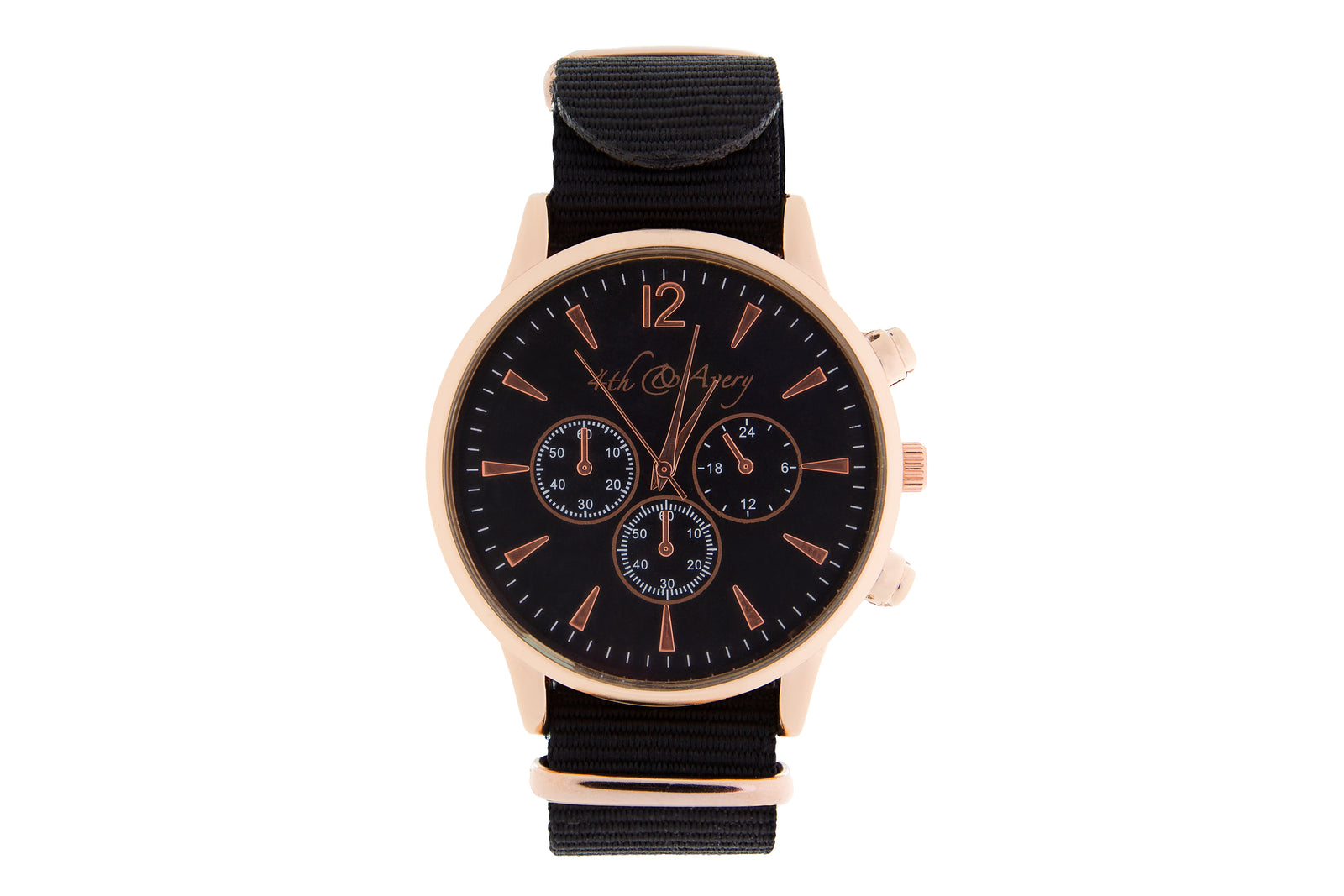 BLACK GOLD G10 watch on a black and gold nylon NATO strap
